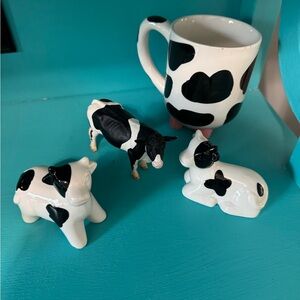 Cow figurines & cow coffee cup with udders